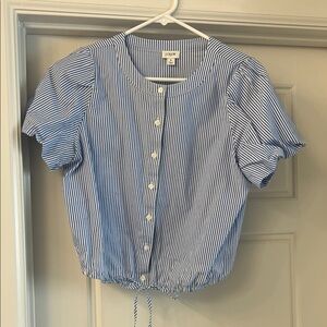 J. Crew Blue and White Striped Blouse